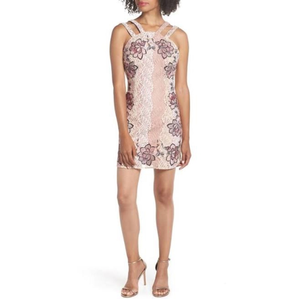 👀 NEW foxiedox Pink Embroidered Mini Dress